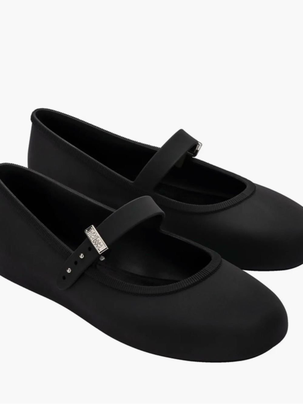 Melissa soft buckle-strap ballerina flat black color
